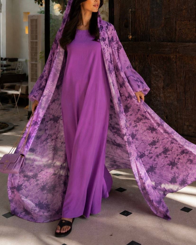 ABAYA KIMONO SARAH – Violet Orchidée