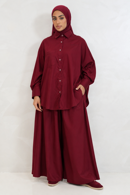 ENSEMBLE OVERSIZE YARA — DEEP BURGUNDY