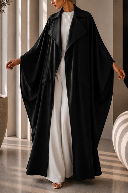 ABAYA KIMONO TRENCH AYLA - Noir Intemporel
