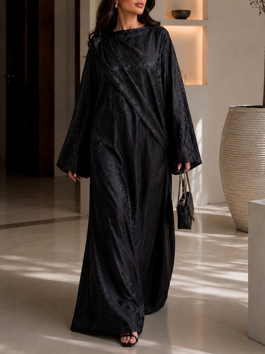 ROBE CAPE DRAPEE LAYAL - Noir profond