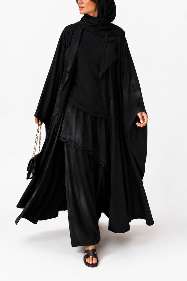 ABAYA KIMONO TRENCH AYLA - Noir Intemporel
