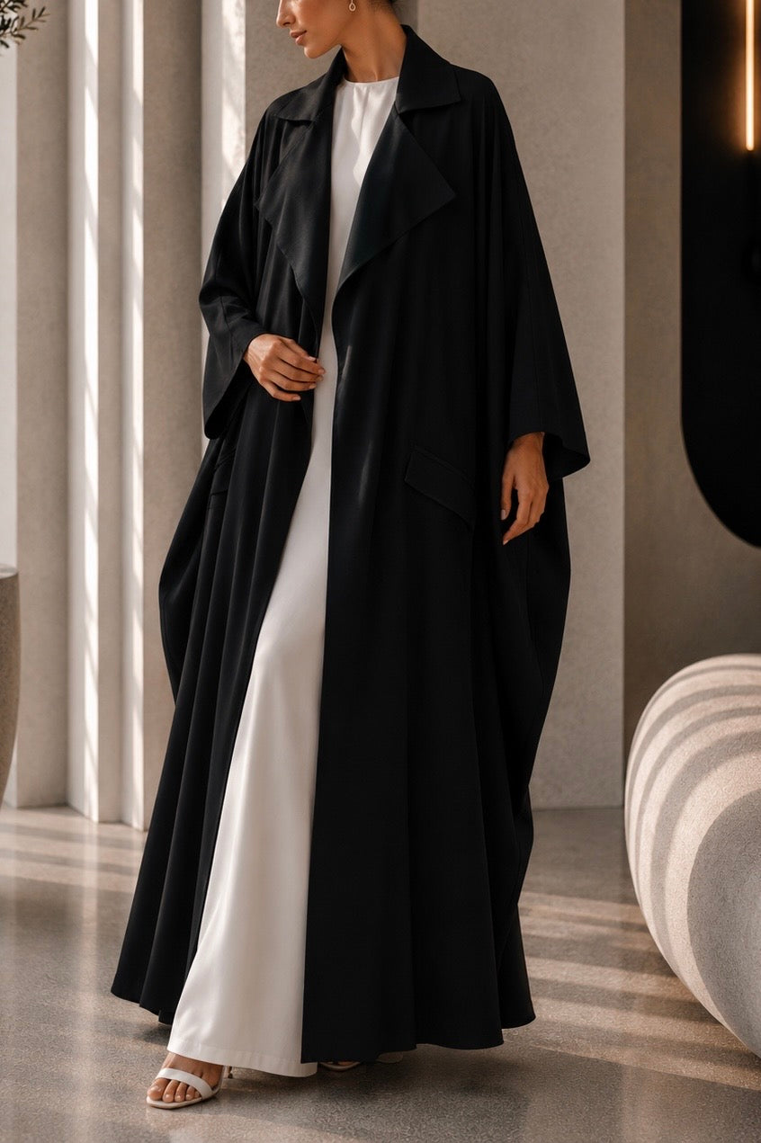 ABAYA KIMONO TRENCH AYLA - Noir Intemporel