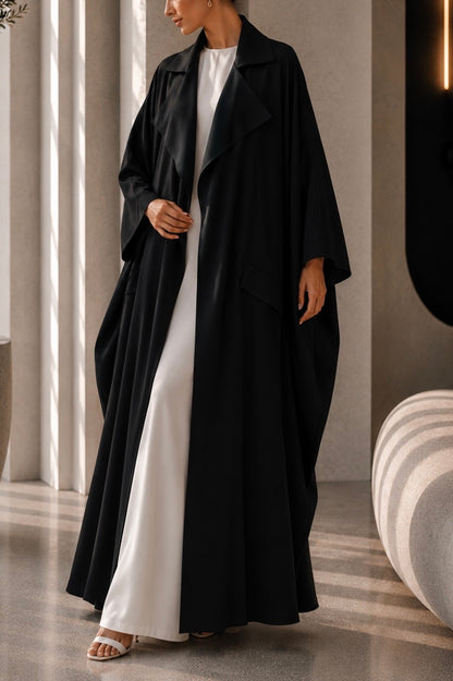 ABAYA KIMONO TRENCH AYLA - Noir Intemporel