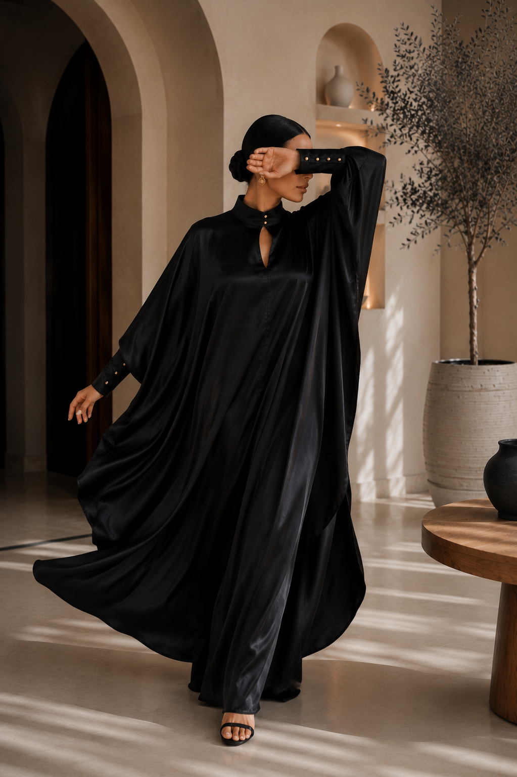 ROBE KAFTAN AMARA - Noir Intense