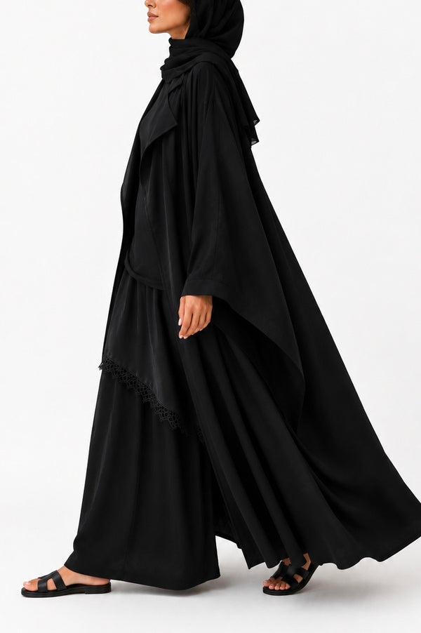 ABAYA KIMONO TRENCH AYLA - Noir Intemporel