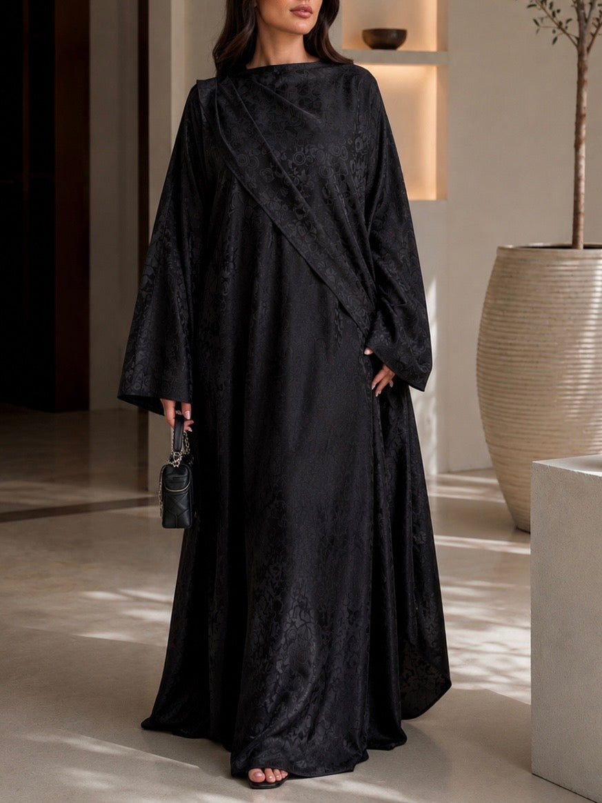 ROBE CAPE DRAPEE LAYAL - Noir profond