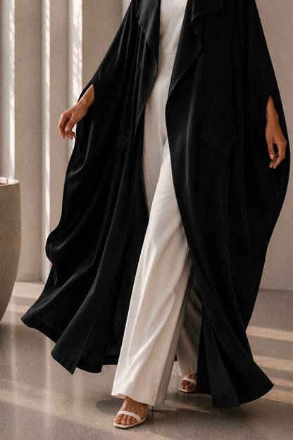ABAYA KIMONO TRENCH AYLA - Noir Intemporel