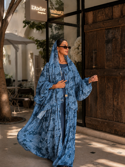 ABAYA KIMONO SARAH – Bleu Minéral