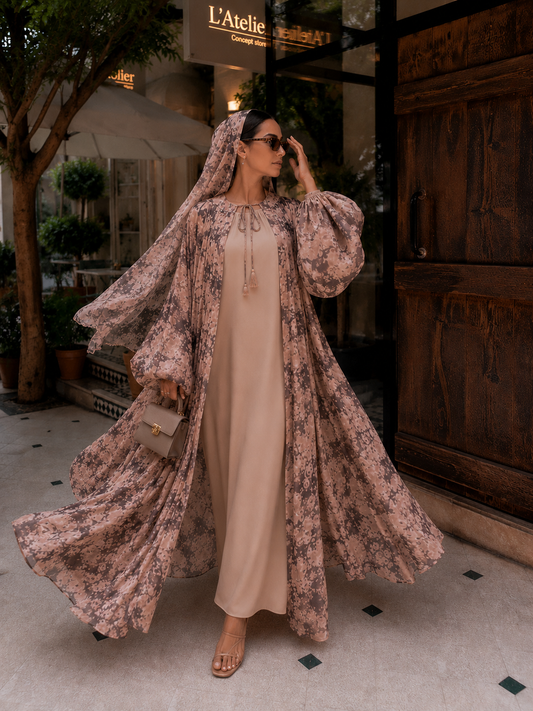 ABAYA KIMONO SARAH – Sable Marbré
