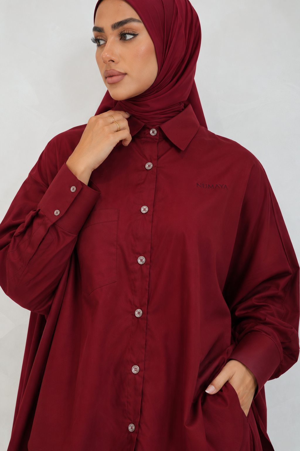 ENSEMBLE OVERSIZE YARA — DEEP BURGUNDY