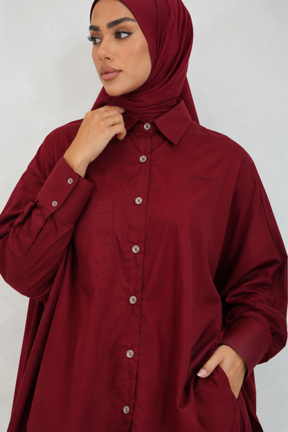 ENSEMBLE OVERSIZE YARA — DEEP BURGUNDY